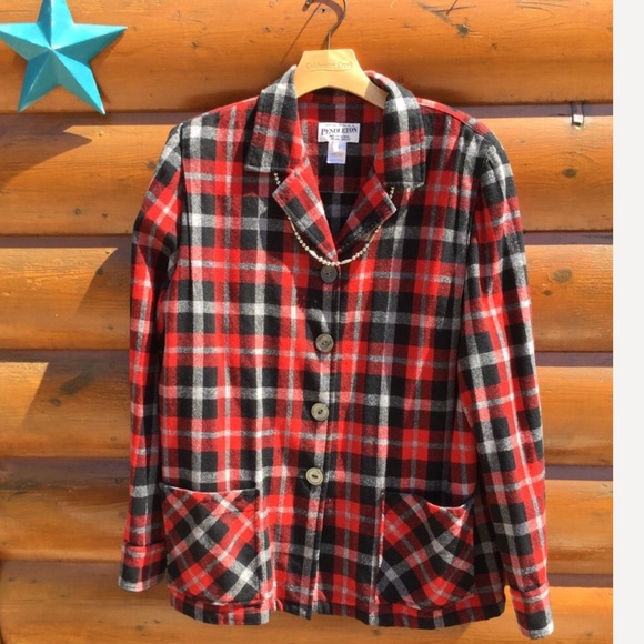 ⚜️ Vintage 80’s PENDLETON WOOL HOUNDSTOOTH JACKET EUC - Picture 5 of 16